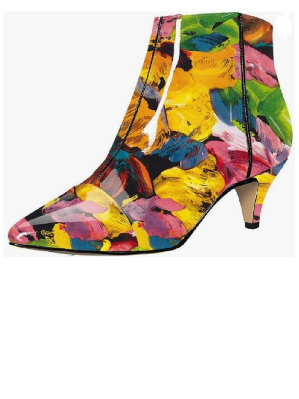 XYD Watercolor Kitten Heel Ankle Boots Pointed Closed Toe Side Zipper Prom Booti